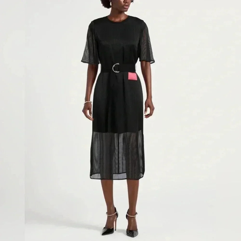 ARMANI EXCHANGE Black Mesh Midi Dress Size 4